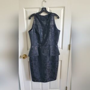 Carmen Marc Valvo Black Floral Jacquard Midi Dress